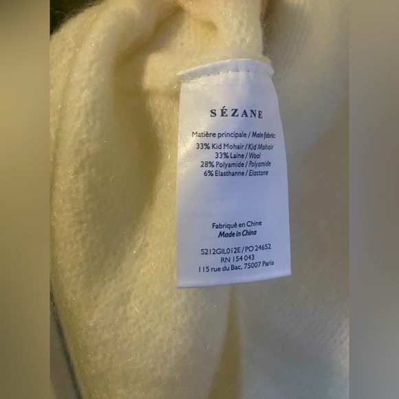 Sezane Ridley Cream Pearl-Embellished Sweater Jumper - Picture 8 of 10